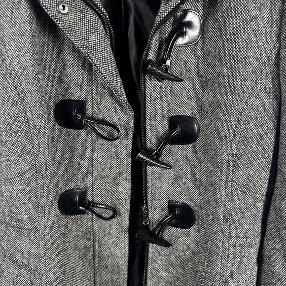 Guess Los Angeles Herringbone Tweed Toggle Peacoat Jacket Size Medium - Picture 3 of 6